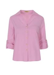 Pink cotton shirt for women KOSDT-0092-34(W22)-04