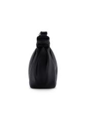 Black semi-circular women's handbag TOREC-1146-99(W26), side product view on white background.