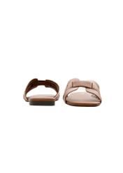 Women's camel braided flip-flops BUTYD-0904D-1D(W26), front and back product view on white background.