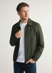 Men's transitional khaki jacket KURMT-0415-8D(W26), front product view on model. Half silhouette visible.