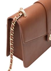 Brown women's messenger bag TOREC-1137-1F(W26), close-up of the product detail on a white background.