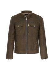 Kurtka skórzana męska z efektem used look KURMS-0257-1197(W22)-04