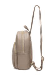 Dark beige leather women's backpack TORES-1089A-1K(W26) - side product view, on white background.