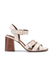 Women's cream leather sandals BUTYD-1177-0B(W26) - side view of the product, on a white background.
