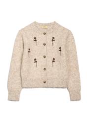 Beige women's wool blend cardigan KARDT-0074-1J(Z26), front product view on white background.