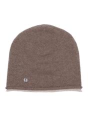 Women's cashmere hat in cool beige color CZADT-0043-1K(Z26), front product view on a white background.