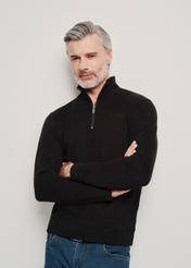 Men's black cotton hoodless sweatshirt BLZMT-0062-99(W24)-03