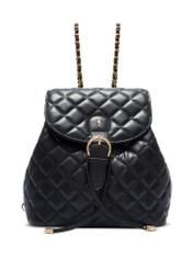 Black quilted women's backpack TOREC-1115-99(W26) - front product view, on white background.