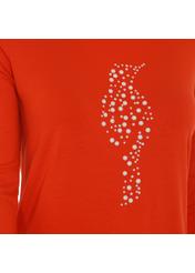 Red women's blouse with oriole LSLDT-0005-42(Z18)-03