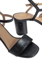 Black leather croco sandals on a low post BUTYD-1080-99(W24)-06