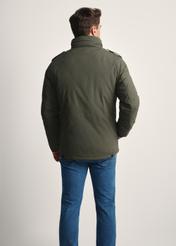 Men's olive transitional jacket KURMT-0392-57(Z25) - product view from the back of the model against a white background. Half of the silhouette visible.