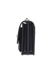 Small black women's handbag with an elegant clasp TOREC-1322-99(Z26), side view of the product on a light background.