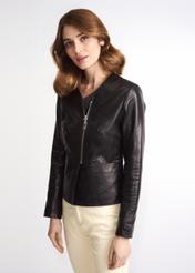 Women's classic black leather jacket KURDS-0232-4229(Z23)-02