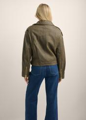 Women's leather jacket khaki KURDS-0650-8D(Z26)