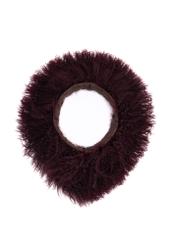 Burgundy natural fur scarf SZADF-0034-4D(Z26), front product view on white background.