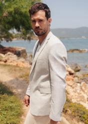 Men's gray checkered jacket MARMT-0017-91(W25)