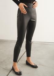 Black imitation leather pants SPODP-0003-99(W23)-01