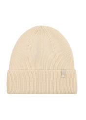 Beige women's winter hat CZADT-0178A-81(Z25), front product view on white background.