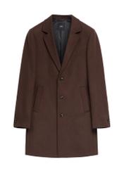 Men's brown wool coat PLAMT-0006-1I(Z26), front product view on white background.