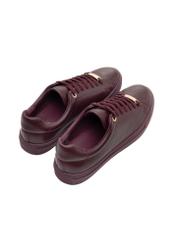 Burgundy women's leather sneakers BUTYD-1068-4E(Z26), top view of the product on a white background.