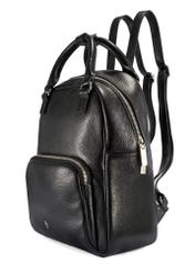 Women's black leather backpack TORES-1146-9I(Z26) - diagonal view of the product on a white background.