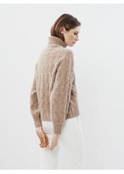 Beige women's turtleneck sweater SWEDT-0198-24(Z23)-02