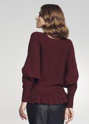 Bordowy sweter damski z taliowaniem SWEDT-0126-49(Z21)-02