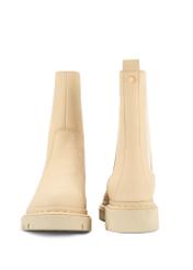 Beige leather women's Chelsea boots BUTYD-1092-81(Z25), product view from the front and back on a white background.