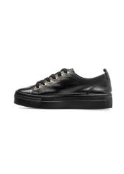 Women's high black leather sneakers BUTYD-1062-99(W26), side product view on a white background.
