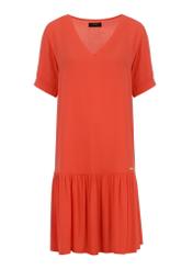 Red dress with frill SUKDT-0165-42(W23)-05