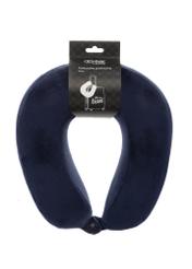 Navy blue soft headrest AW-014-0004-7D(W26), product view with packaging on white background.