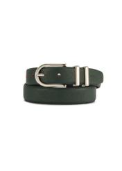 Green leather women's belt PASDS-0159D-54(Z25), product view from the front on a white background.