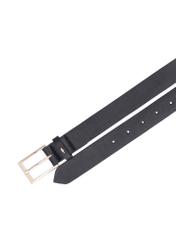 Black leather women's belt PASDS-0346-99(Z26), product view from above on white background.