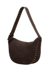 Brown suede women's hobo bag TORES-1384-1I(Z26) - diagonal product view, on a white background.