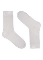 Cream merino wool socks SKAMT-0206-0B(Z26), product view from the front on a white background.