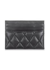 Black leather quilted card case PORES-0856-99(W23)-03