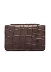 Small brown leather women's wallet PORES-0890-1H(W26), back view of the product on a white background.