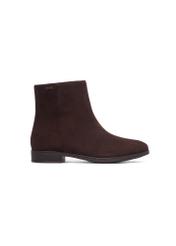 Dark brown suede women's ankle boots BUTYD-1193-1I(Z26), side view of the product on a white background.