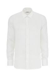 Cream linen men's shirt KOSMT-0321-12(W24)-04