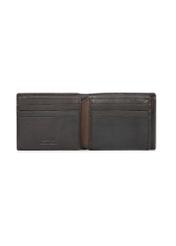 Dark brown small leather men's wallet PORMS-0687-1I(W26) - product view from above, on white background.