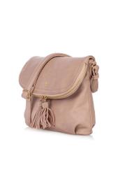 Pink women's handbag with tassels TOREC-0761-32(W23)-02
