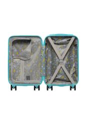 Small blue suitcase on wheels WALAB-0087-7B-18(W26), product view inside on white background.