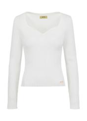 Cream sweater with heart-shaped neckline SWEDT-0206-12(W24)-04