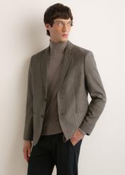 Men's brown wool-blend blazer MARMT-0027-1D(Z26), front view on a model. Half-body shot.