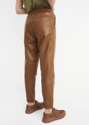 Women's caramel leather pants SPODS-0022-1103(W22)-05