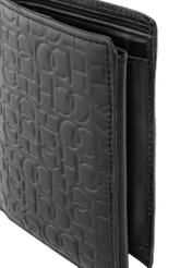 Men's black leather wallet with monogram PORMS-0600-98(Z23)-06