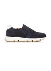 Navy blue leather men's sneakers BUTYM-0433-69(W23)-01