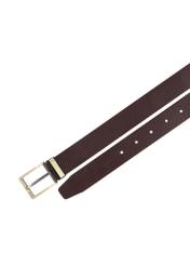 Men's dark brown leather belt PASMS-0289-1I(Z26), top view of the product on a white background.