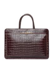 Burgundy croco leather laptop bag TORES-1321-4D(Z26). Front view on white background.