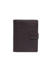 Brown men's wallet made of genuine leather PORMS-0710-1H(Z26), front product view on white background.